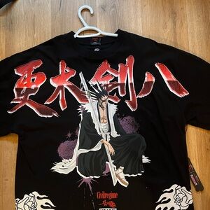 Black Graphic Tee with Red and White Design